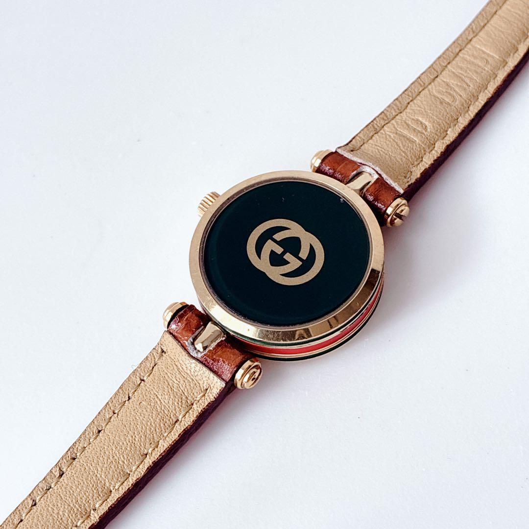 グッチ gucci レディース腕時計 シェリーライン レザー ゴールド 稼働品