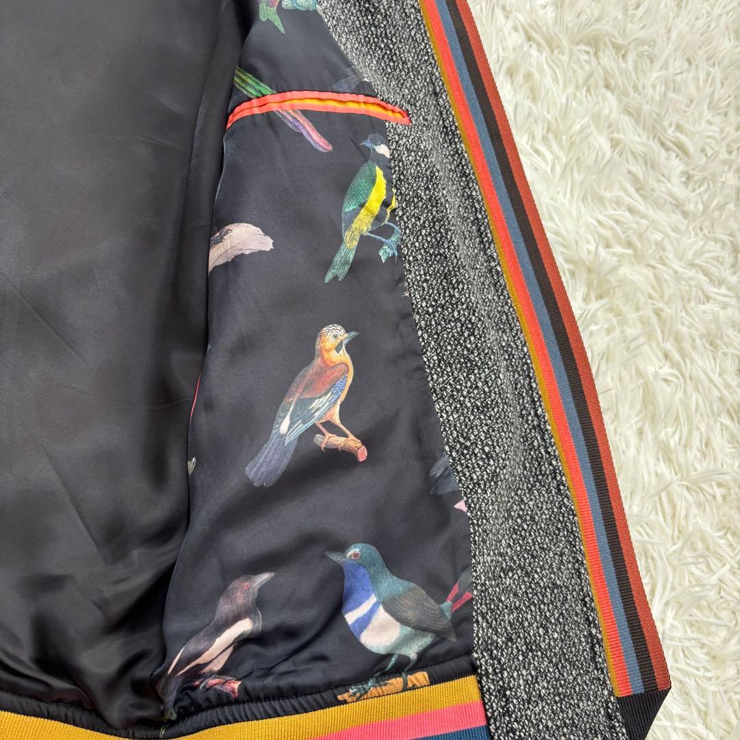 Paul Smithウールツイード ボンバージャケットマルチストライプ バード柄