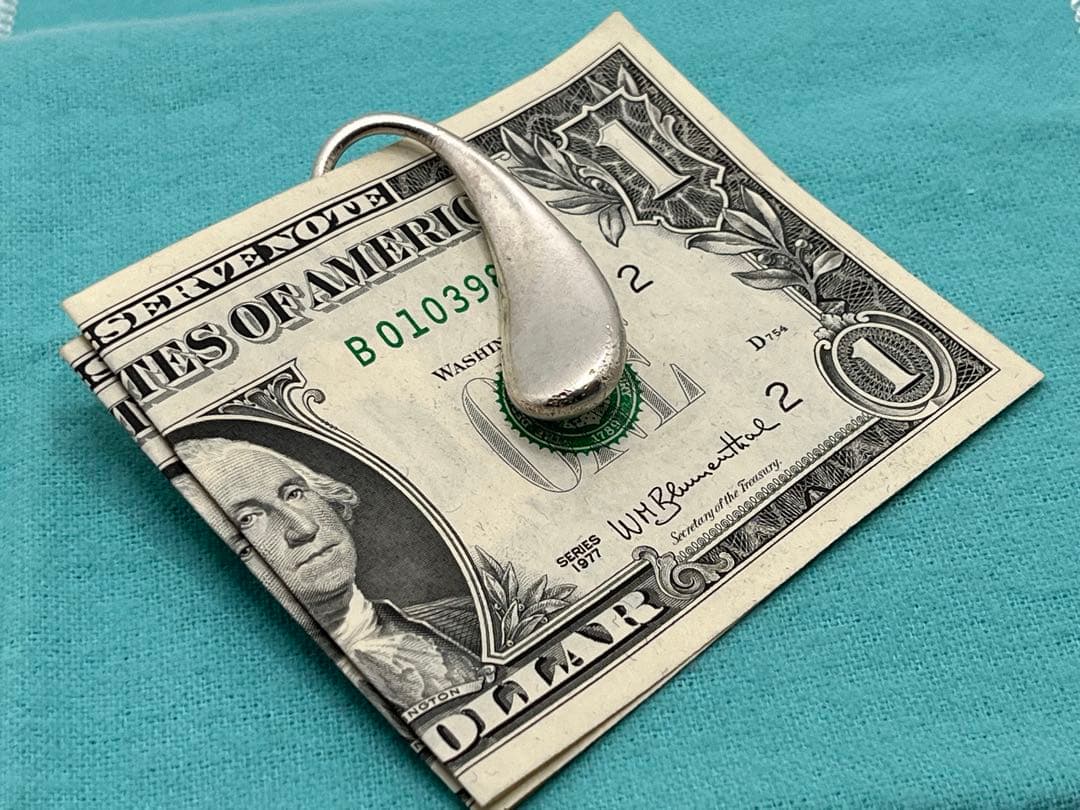 c385 希少　レア　ティファニー　ティアドロップ　マネークリップ　キーリング