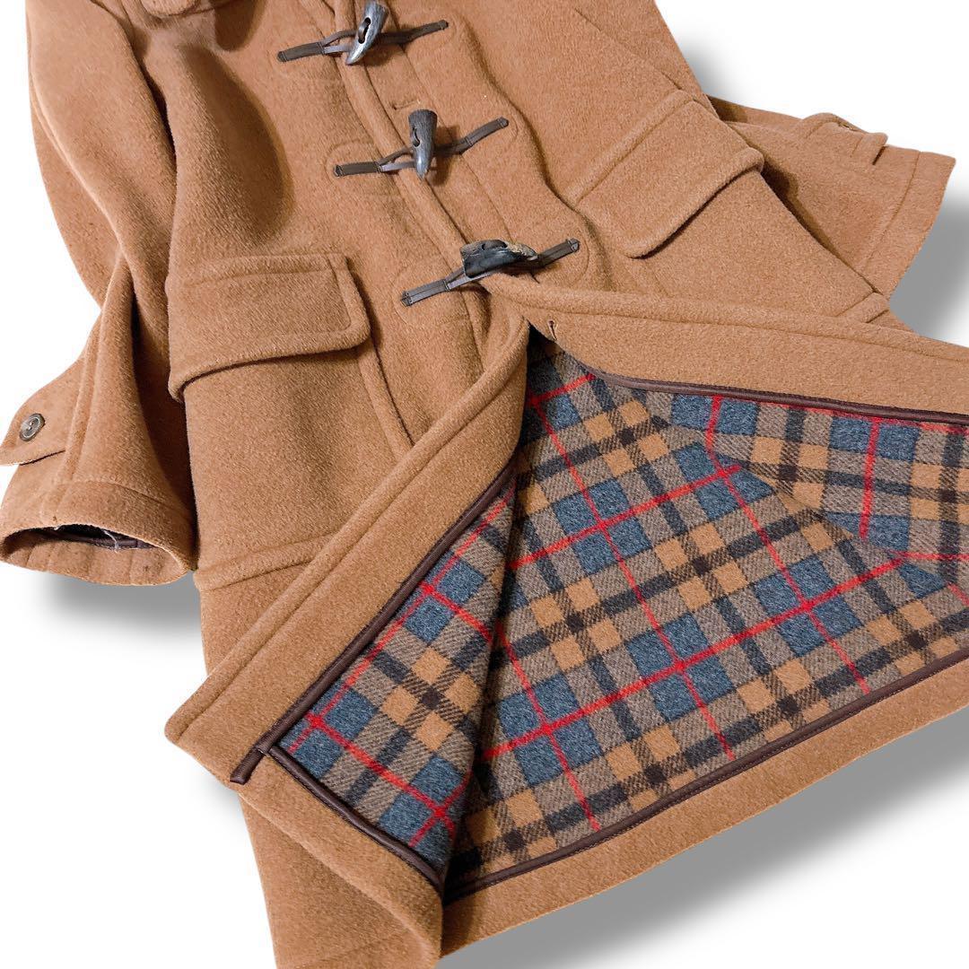 極美品　ロンドントラディション　ダッフルコート　ブラウン　チェック　フード　M