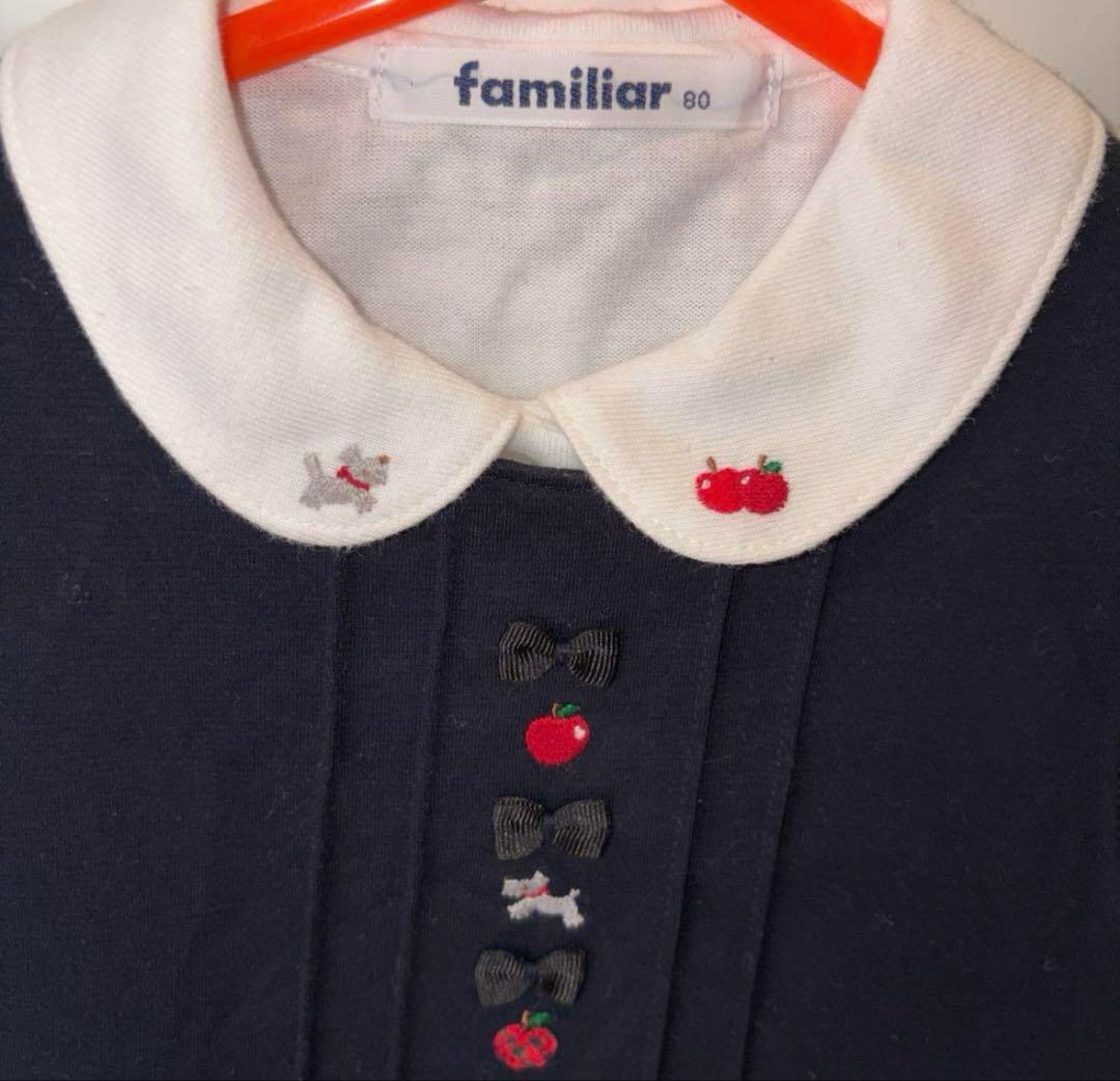 【現行品】familiar ネイビー ワンピース ブラウス 80cm