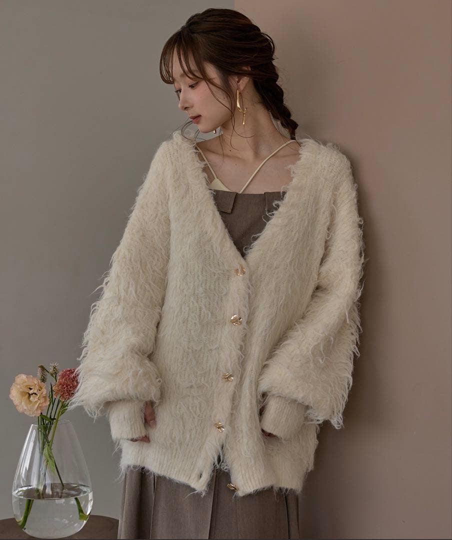 midbalニットカーディガン リボンビスチェ フリルマーメイドデニムスカート