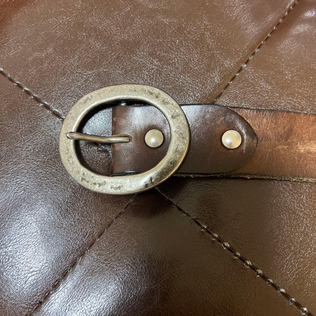 コンチョベルト レザーベルト ブラウンレザー バイカー ハーレーダビッドソン