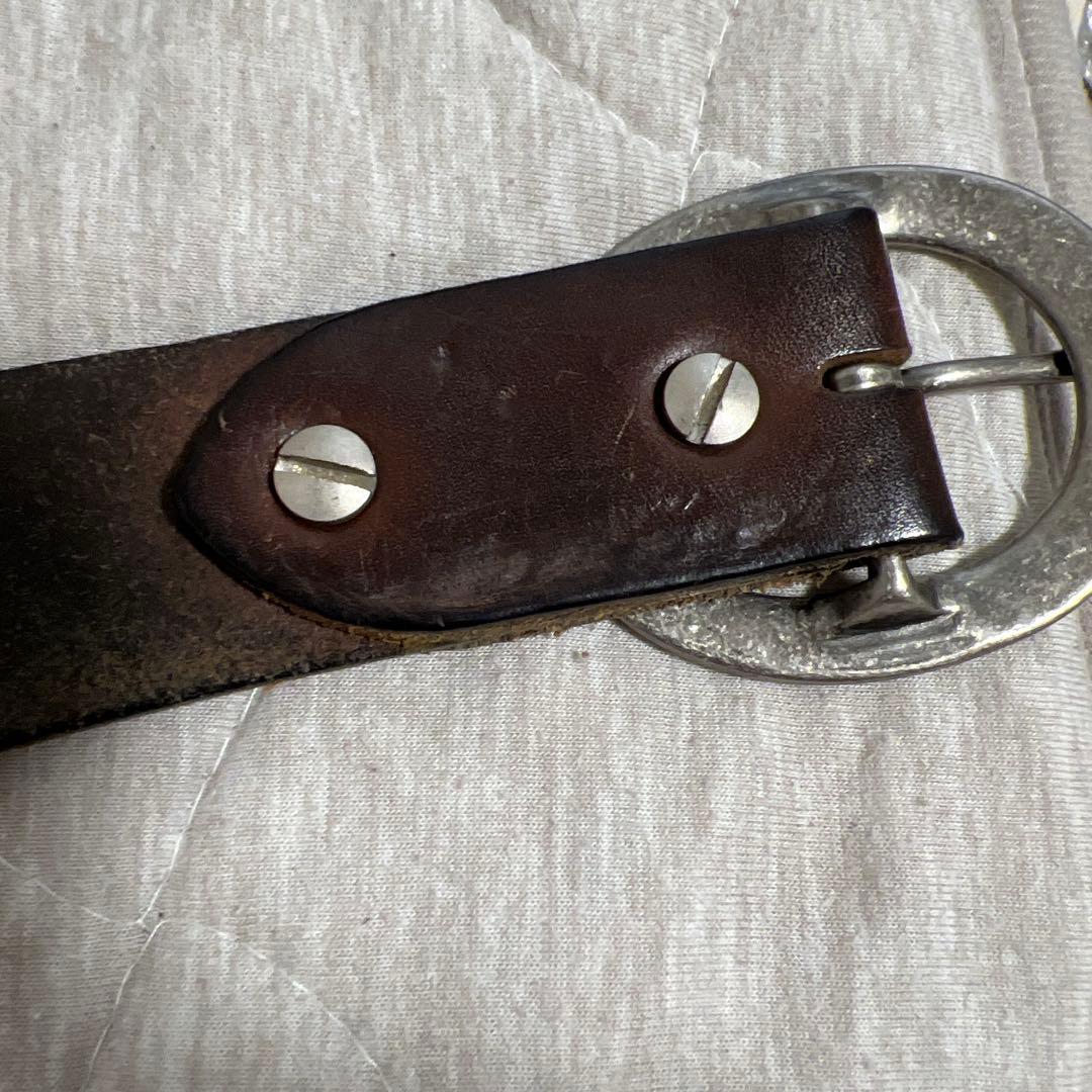 コンチョベルト レザーベルト ブラウンレザー バイカー ハーレーダビッドソン