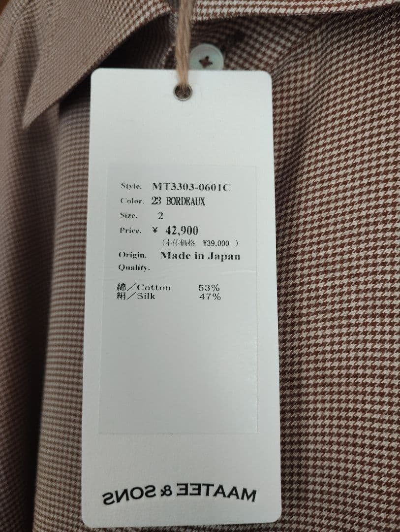 トップス MAATEE&SONS C/SILK HOUND TOOTH/ LIAN