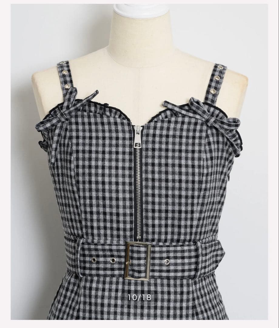 ♡pium フロントファスナージャンパースカート ギンガム