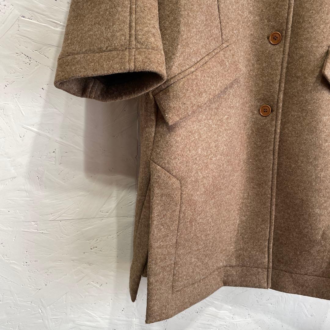 【HENRIK VIBSKOV】ボンディングオーバーサイズコート　ブラウン　M