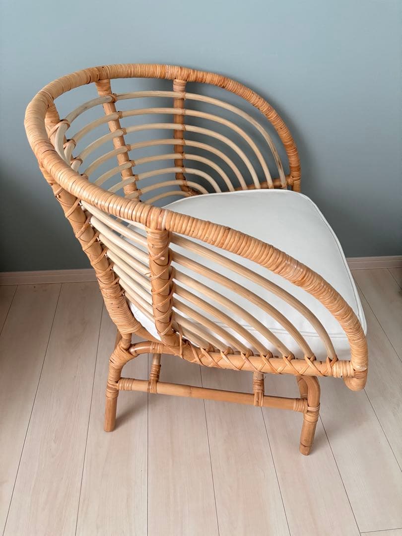 【美品】IKEA BUSKBO ブスクボー　チェア　籐　クッション