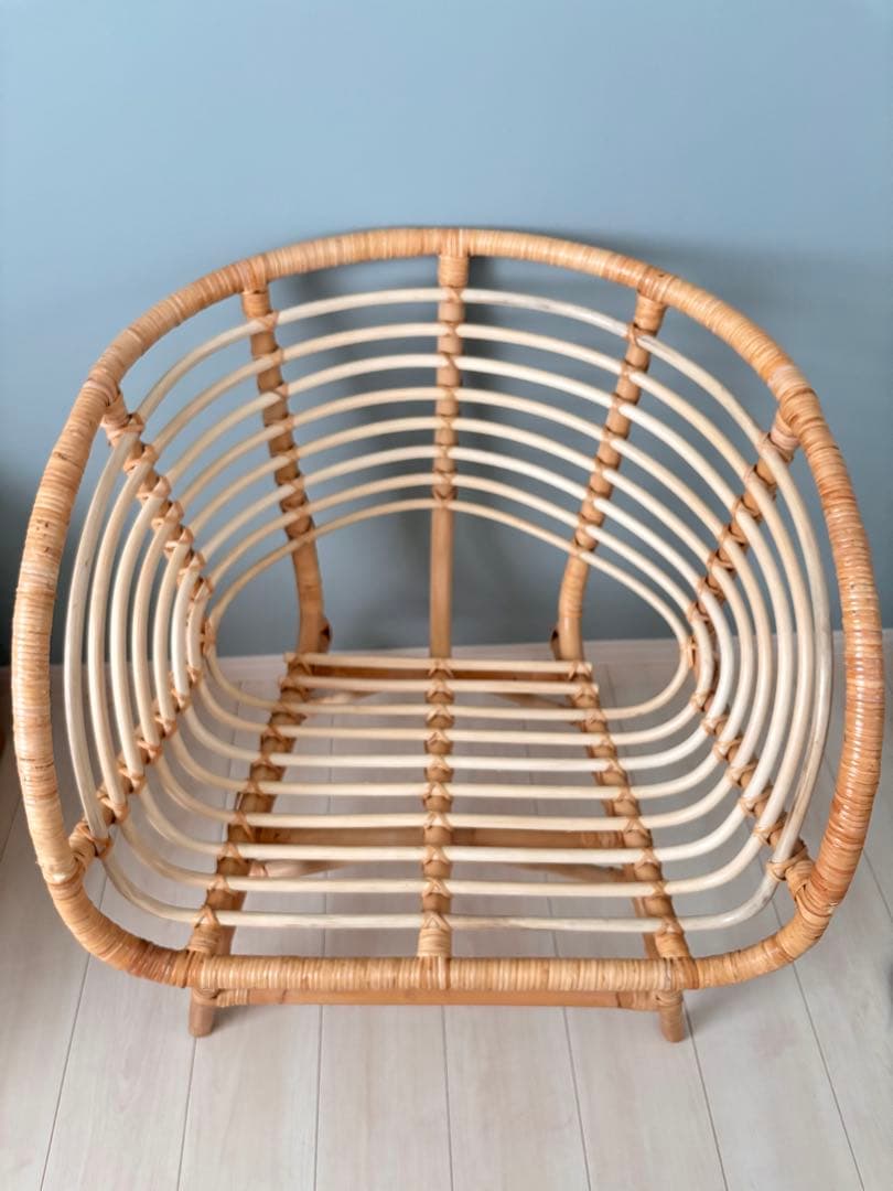 【美品】IKEA BUSKBO ブスクボー　チェア　籐　クッション