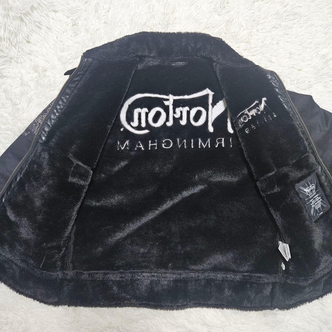 【極美品】Norton　フェイクムートンジャケット　ボア　バイカー　刺繍