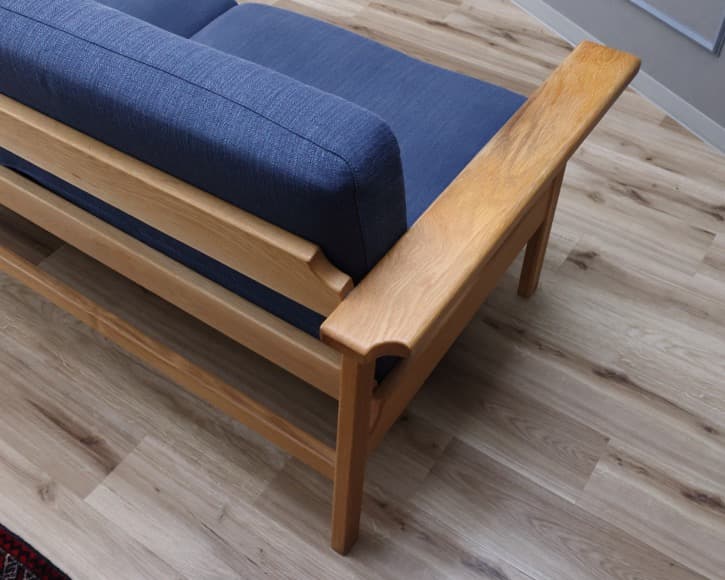 ゆうくん SIEVE　ブルーの木製フレーム2人掛けソファ