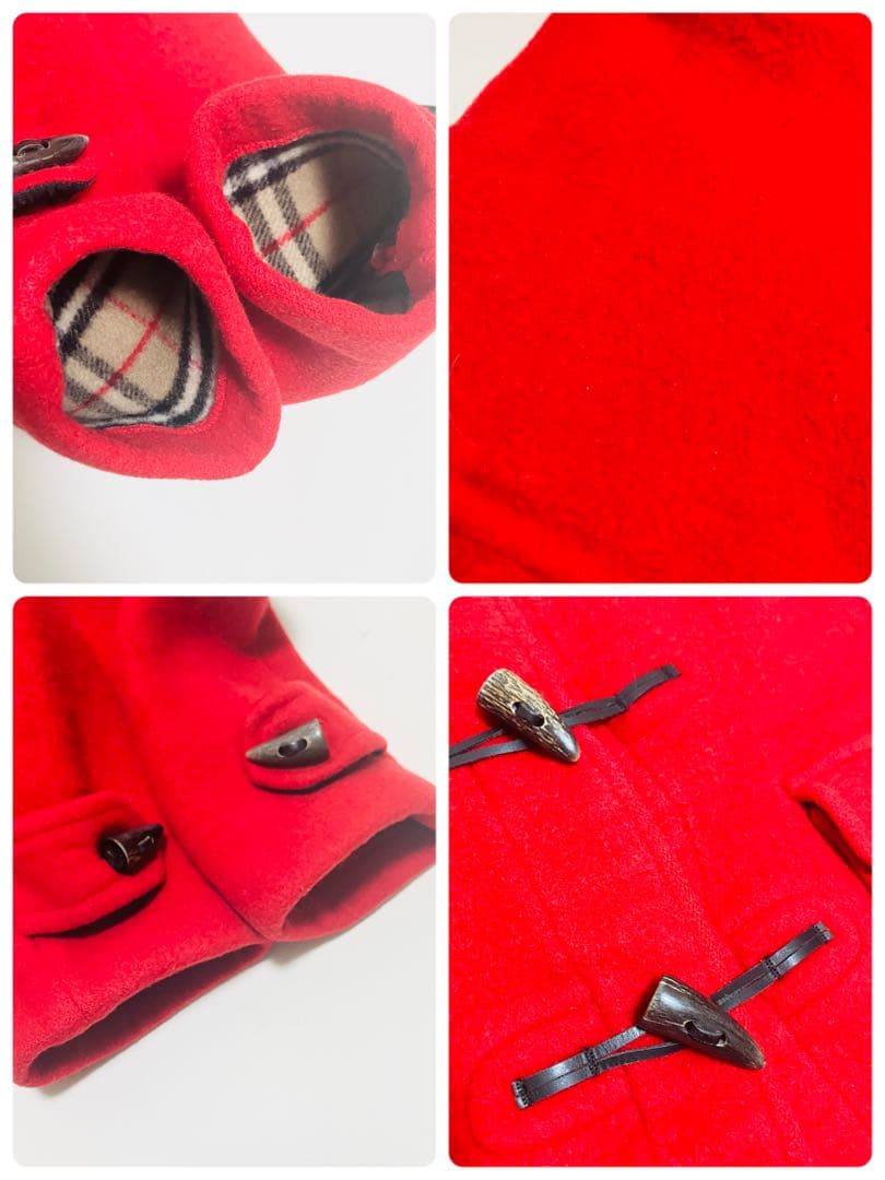 英国製 バーバリーロンドン　ロングダッフルコート　レッド　ノバチェック　赤　L