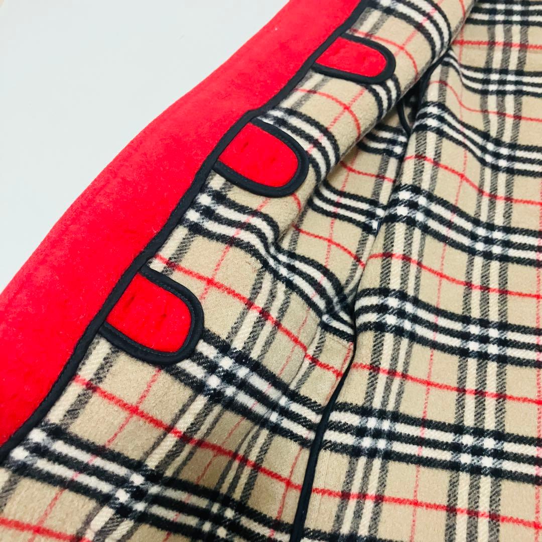 英国製 バーバリーロンドン　ロングダッフルコート　レッド　ノバチェック　赤　L