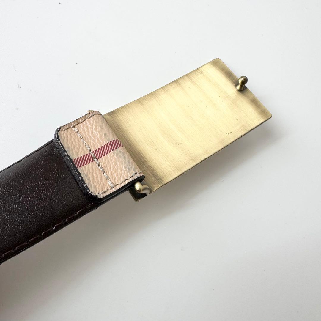 BURBERRY　ベルト　ノバチェック　シャドーホース　ゴールド金具　レザー