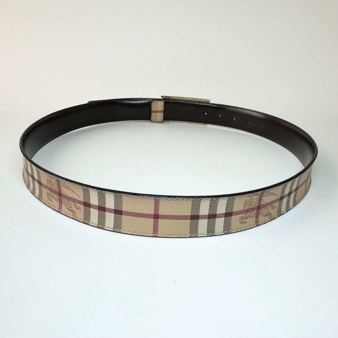 BURBERRY　ベルト　ノバチェック　シャドーホース　ゴールド金具　レザー