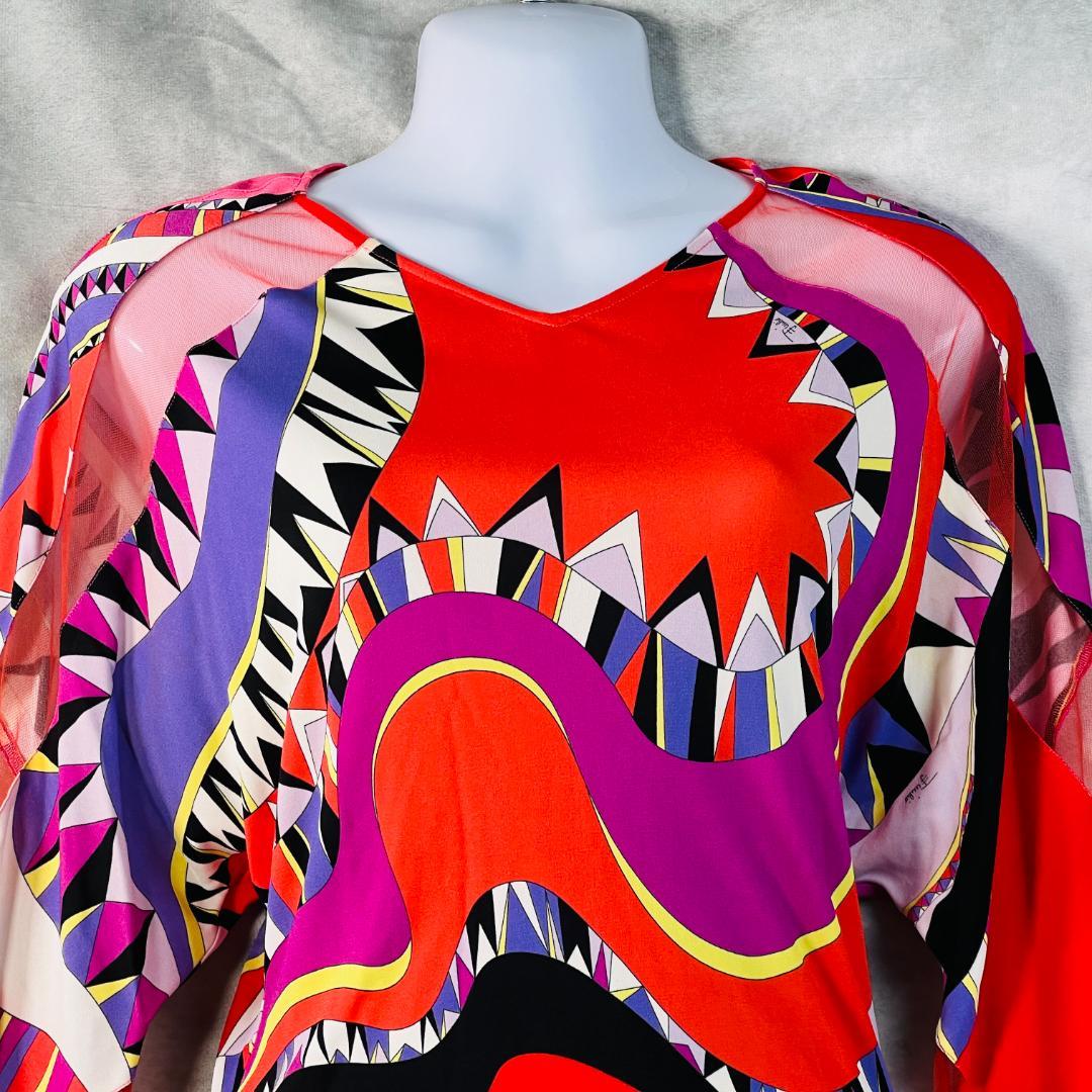 【美品✨エミリオプッチ】ワンピース プッチ柄 シルク ピンク系 36 M相当