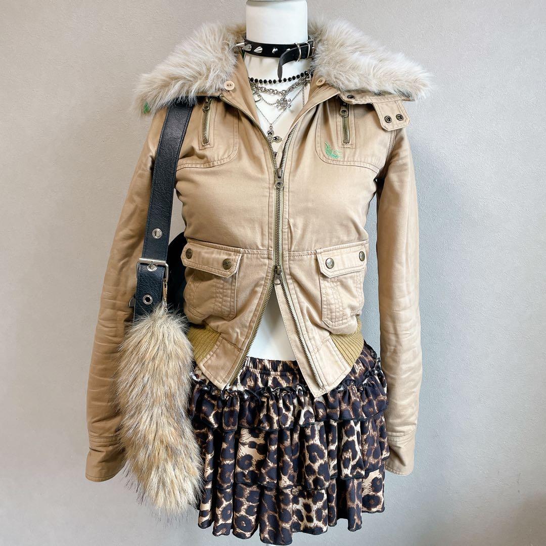 y2k ホリスター　グランジ ファー　短丈　ミリタリージャケット　平成ギャル