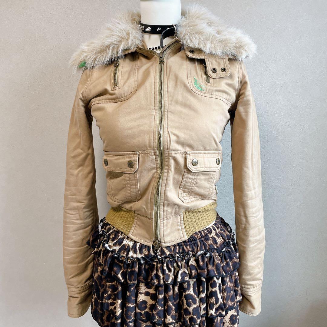 y2k ホリスター　グランジ ファー　短丈　ミリタリージャケット　平成ギャル