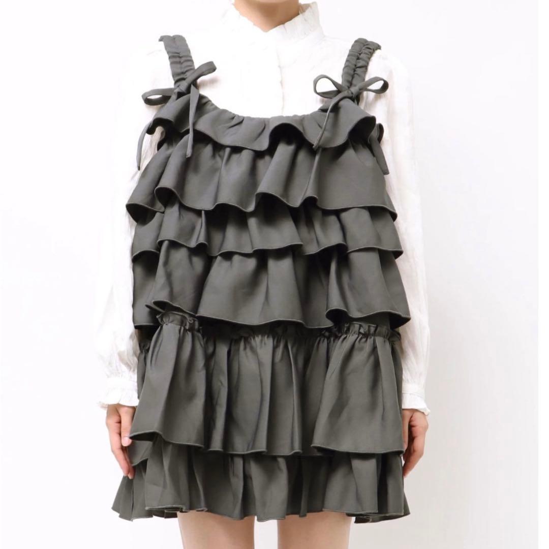 merry jenny ホイップクリームミニワンピース チャコールグレー