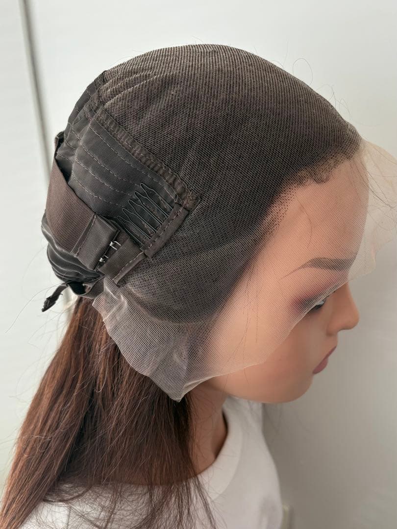 【新品】人毛100%フルウィッグ｜マロンブラウン②｜スーパーロング