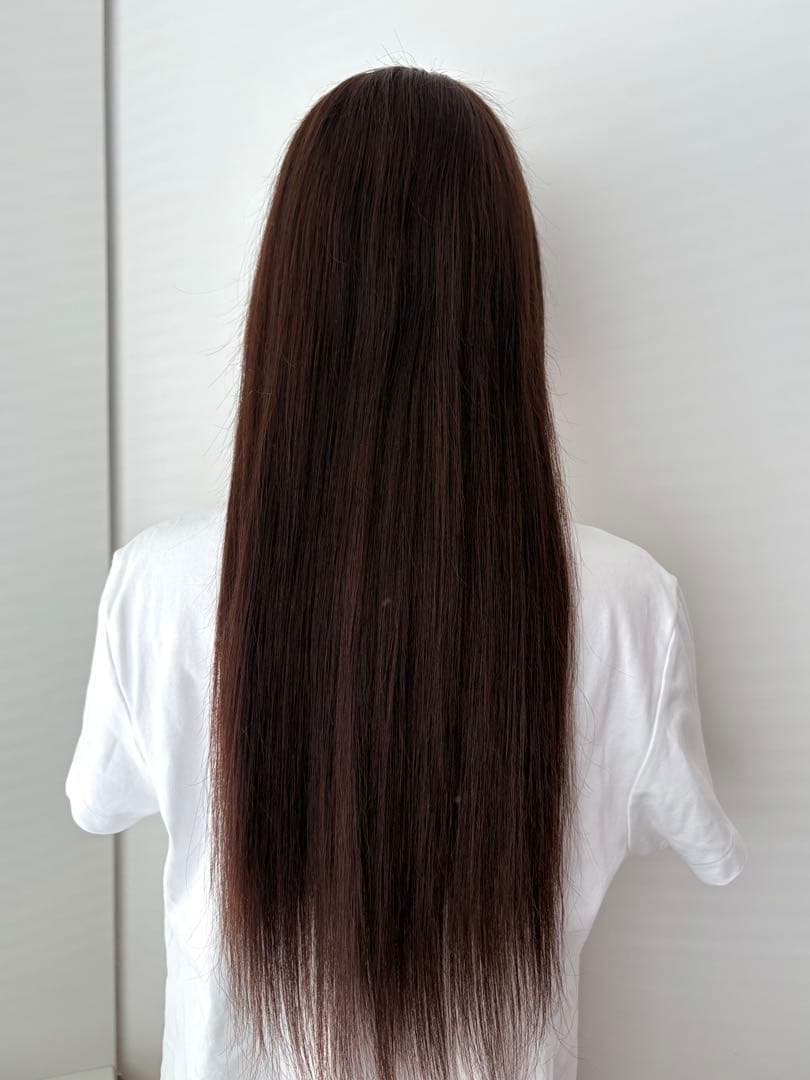 【新品】人毛100%フルウィッグ｜マロンブラウン②｜スーパーロング