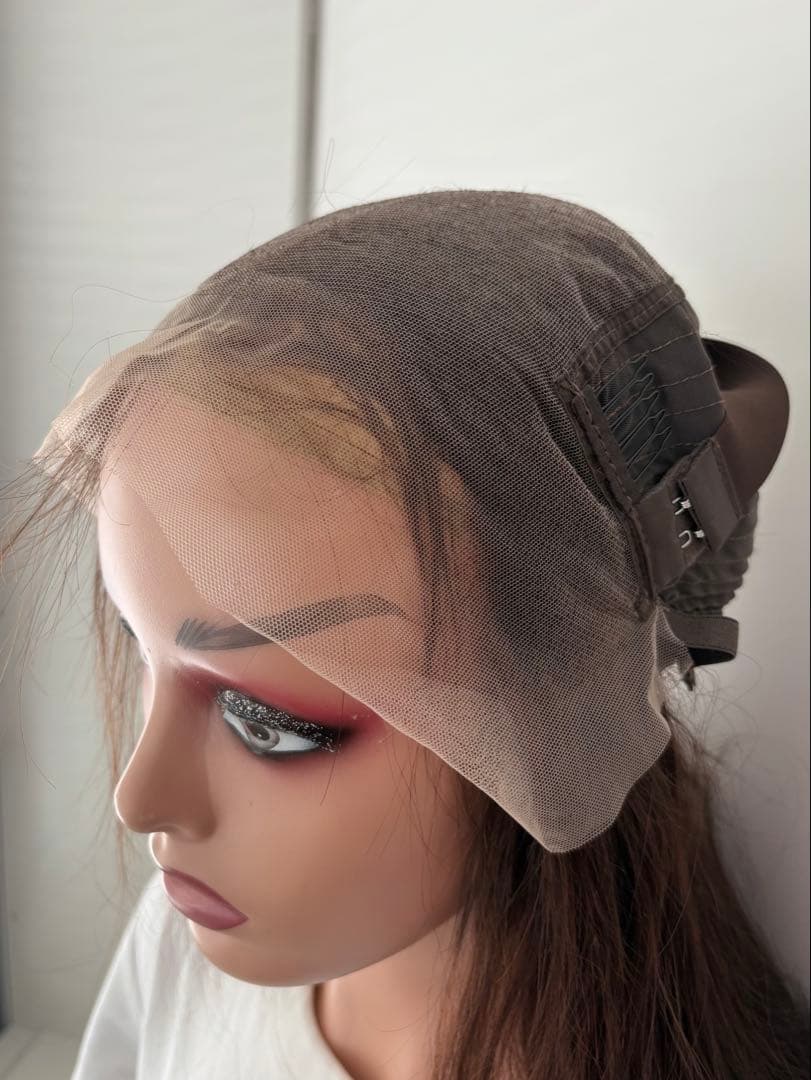 【新品】人毛100%フルウィッグ｜マロンブラウン②｜スーパーロング