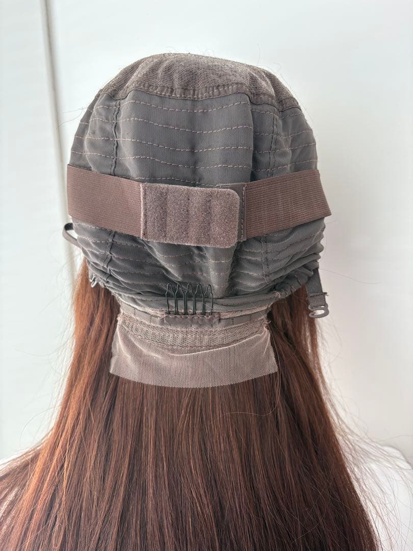 【新品】人毛100%フルウィッグ｜マロンブラウン②｜スーパーロング