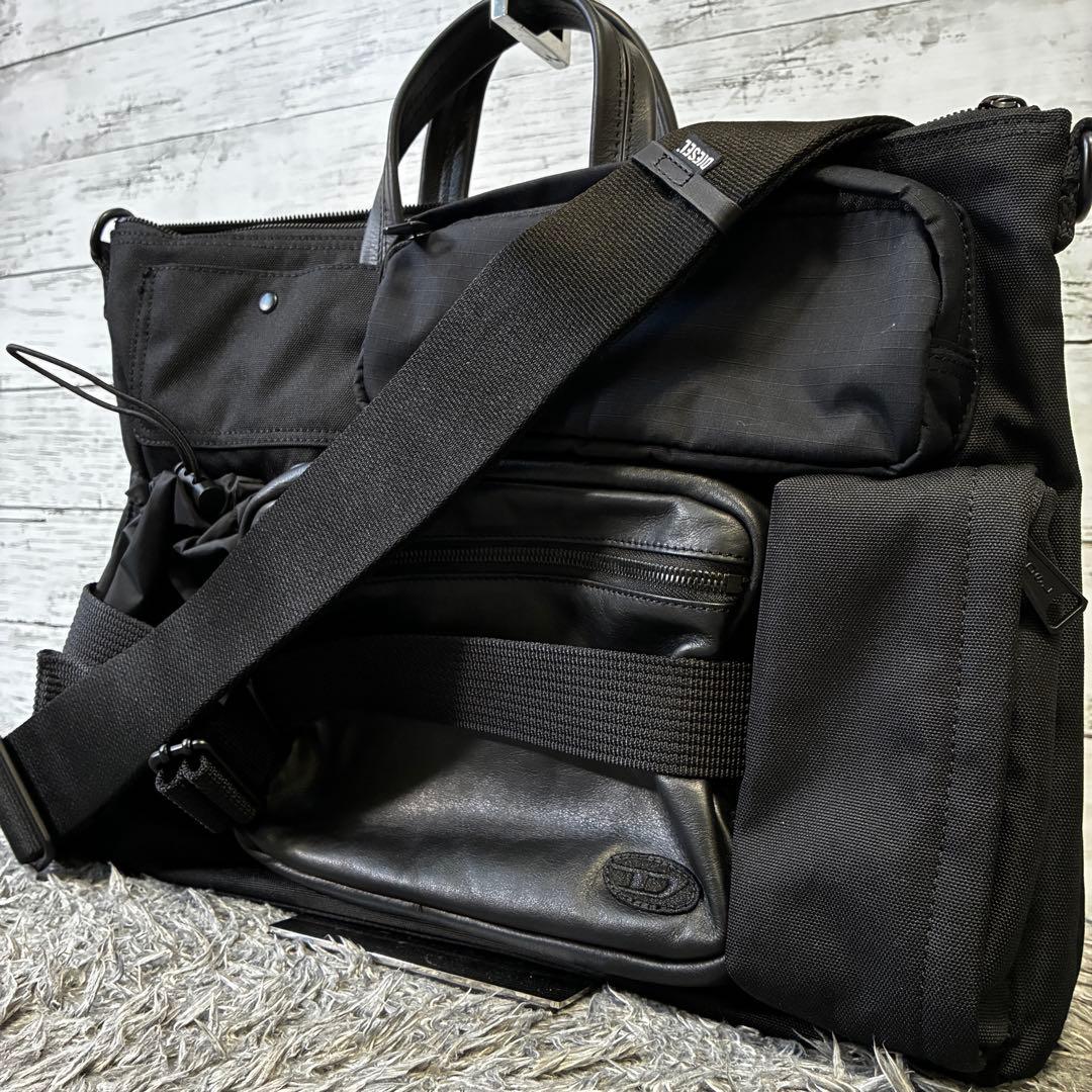 【極美品】DIESEL ディーゼル 2WAYブリーフケース 黒 PC可 レザー