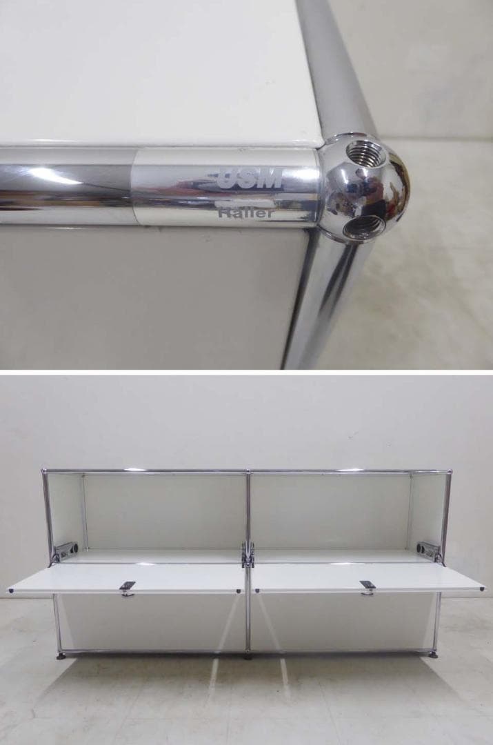 美品■USM Haller USMハラー■2列2段 キャビネット 収納 ホワイト