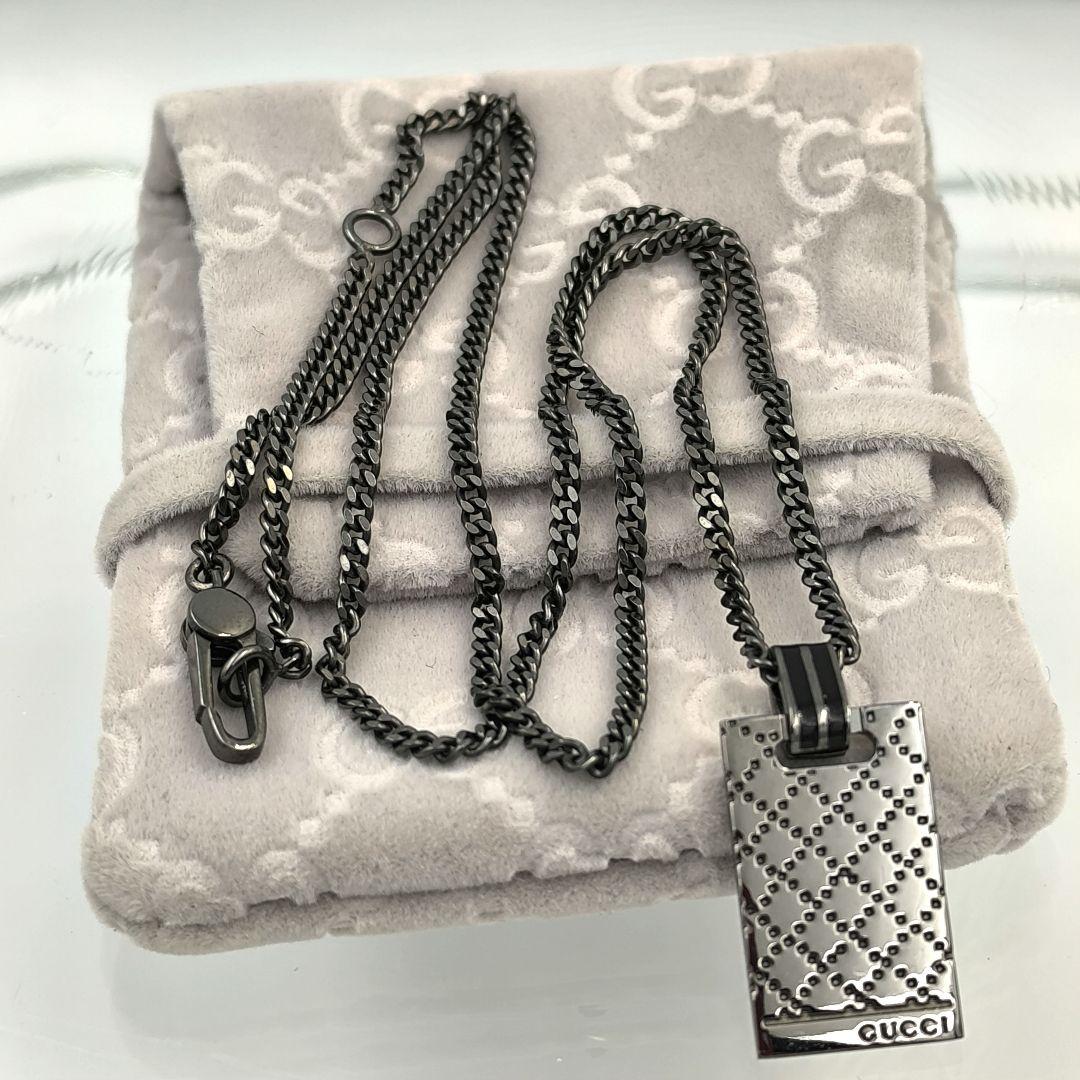 極美品✨GUCCI ディアマンテ シルバー925 プレート ネックレス グッチ