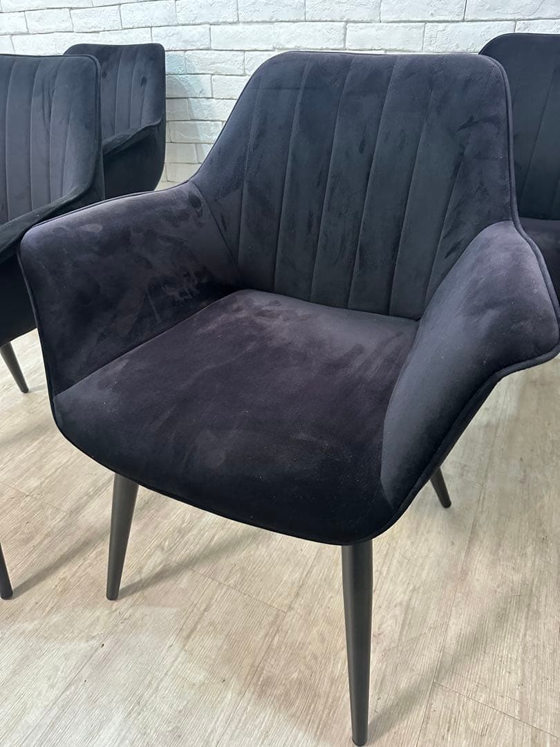 【M】定価7万　4脚セット　ベルベット　チェア　椅子　ダイニング
