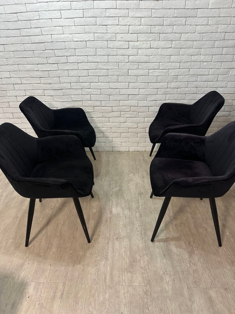 【M】定価7万　4脚セット　ベルベット　チェア　椅子　ダイニング