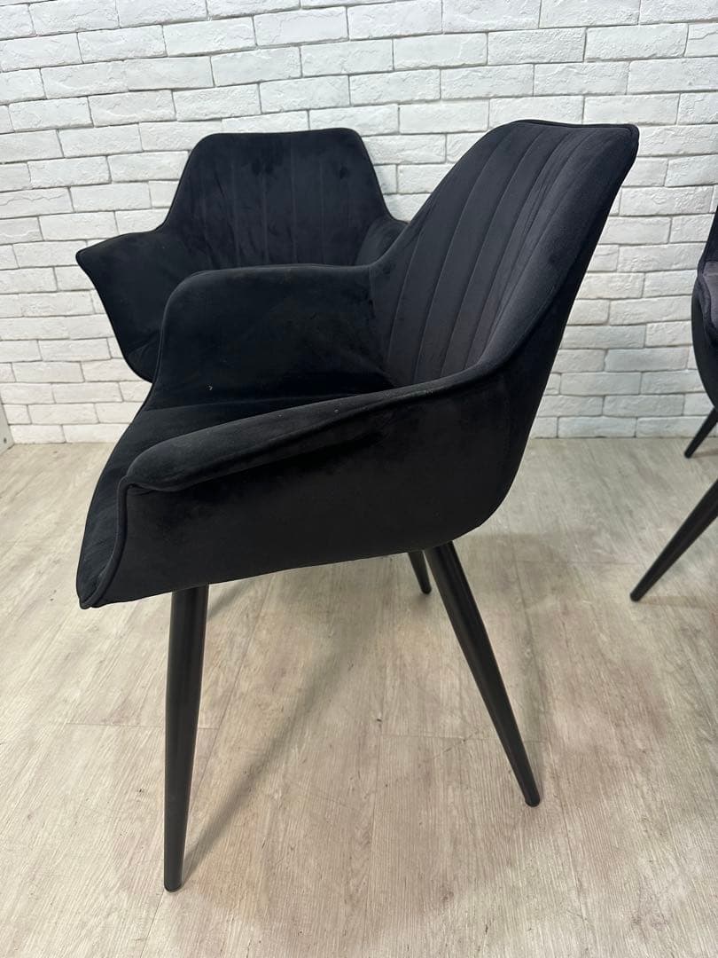 【M】定価7万　4脚セット　ベルベット　チェア　椅子　ダイニング