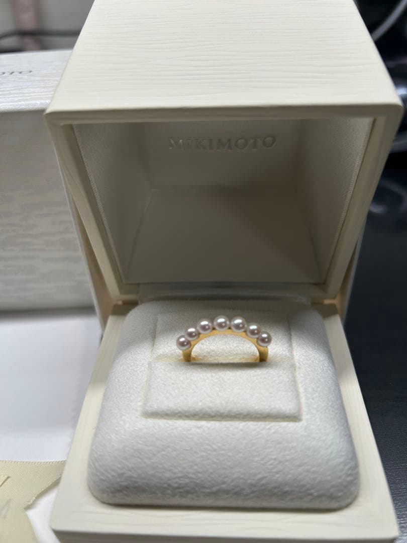 ミキモト ベビーパールリング 9号　イエローゴールド　7粒　R3