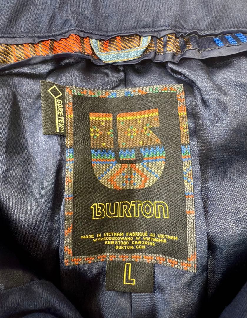 【美品】バートン BURTON GORE-TEX スノーボードパンツＬデニム柄