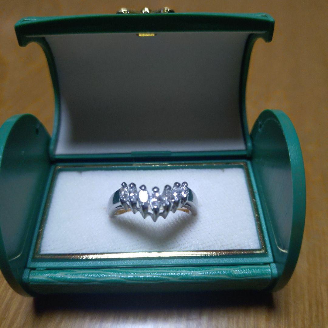 プラチナPt900/約12〜13号ダイヤ0.50リングＶ指輪中古