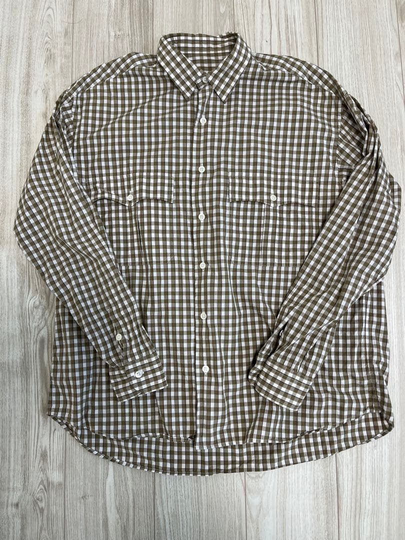 Porter Classic ロールアップシャツ　ゴールド　ギンガム　 M