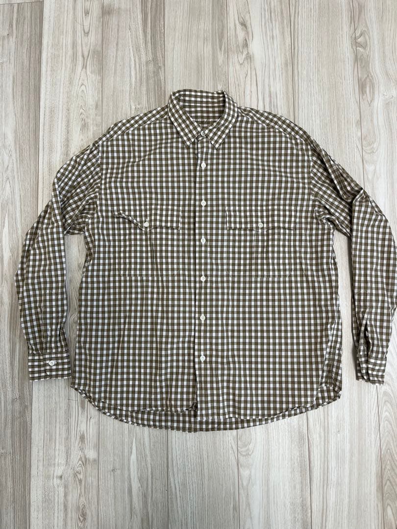 Porter Classic ロールアップシャツ　ゴールド　ギンガム　 M