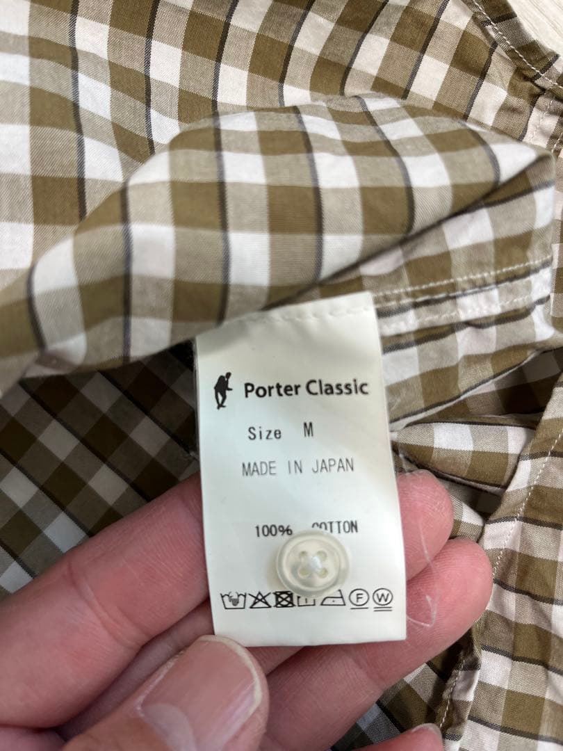 Porter Classic ロールアップシャツ　ゴールド　ギンガム　 M