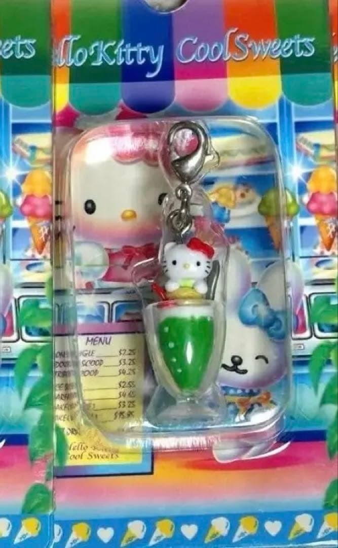 ハローキティ　パフェ　ファスナーマスコット　スイーツ　根付け　ストラップ　原宿