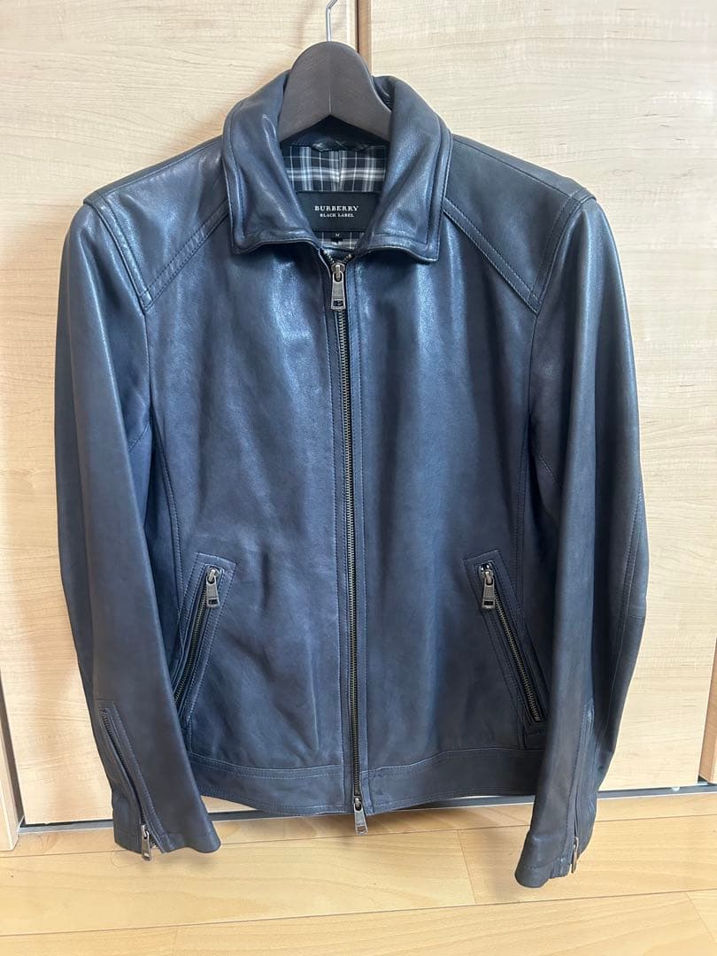 バーバリーブラックレーベル　 レザー シングルライダース　m 高級　ジャケット