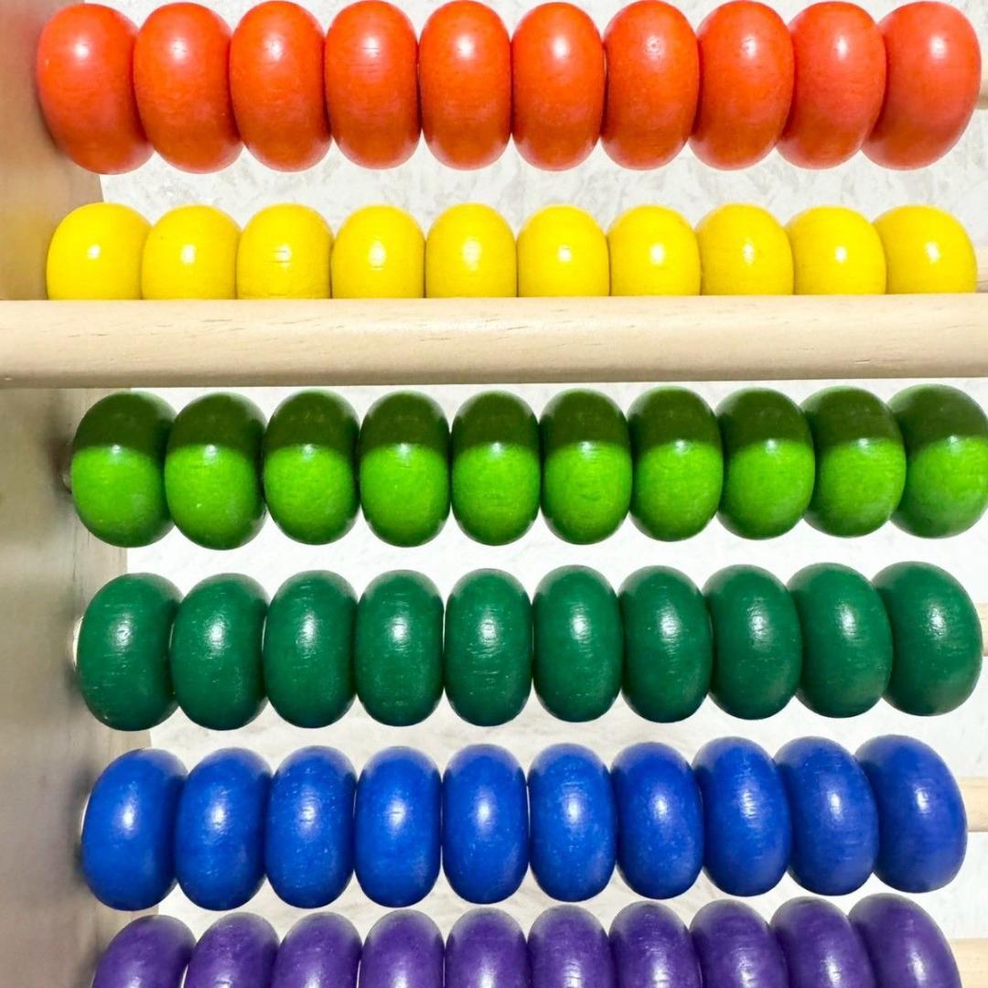 【美品】VOILA レインボーアバカス 100玉そろばん 木製玩具 98-14