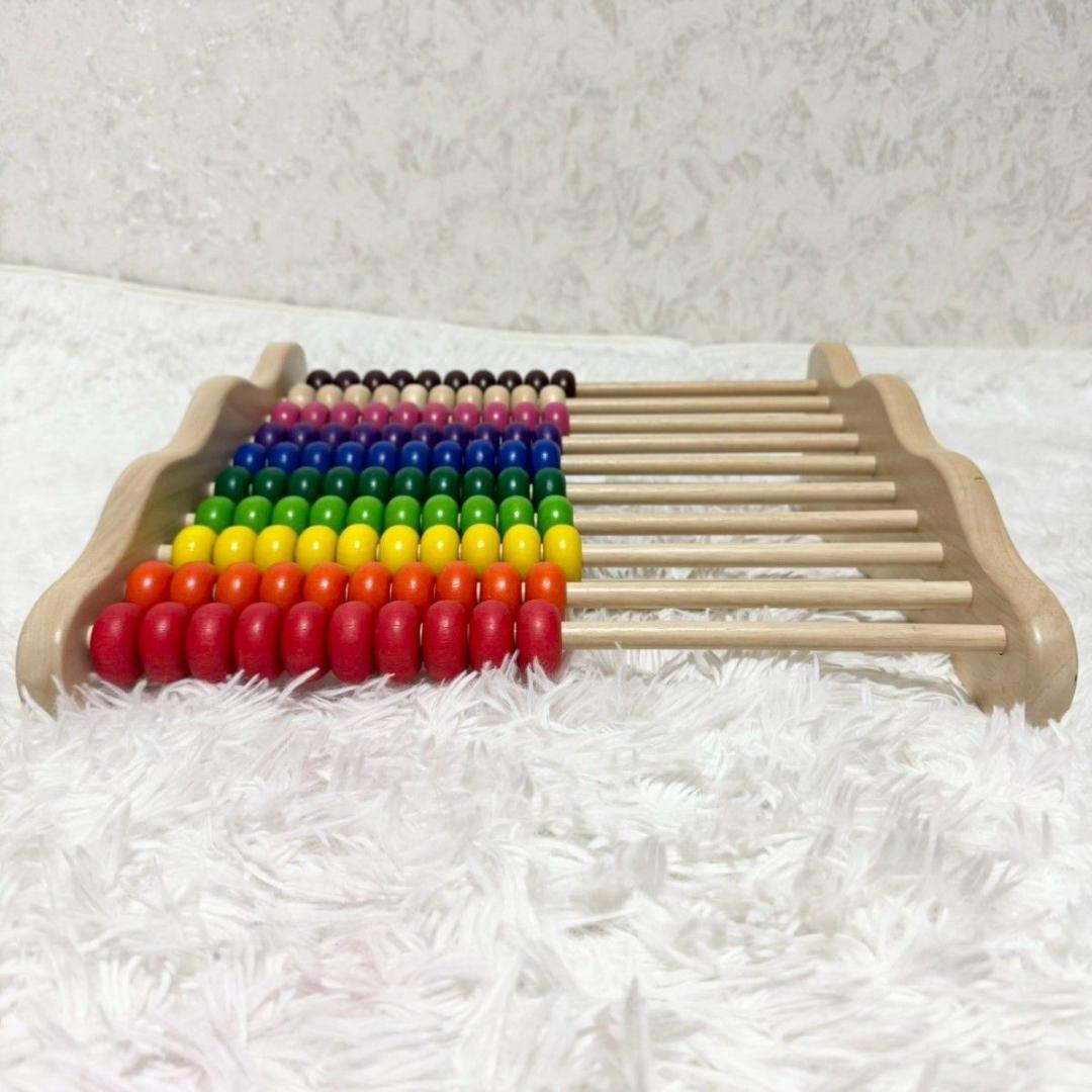 【美品】VOILA レインボーアバカス 100玉そろばん 木製玩具 98-14