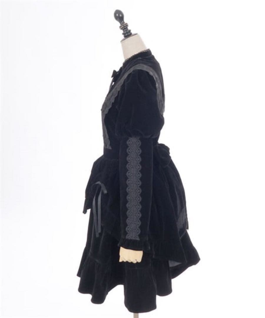 axes femme kawaii ベルベットドールワンピース 黒 ロリータ