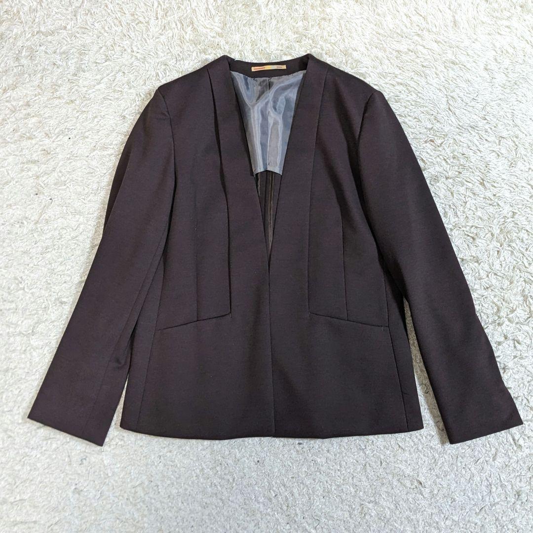 ライム　セットアップ　ノーカラージャケット　パンツ　洗える　伸縮性　大きいサイズ