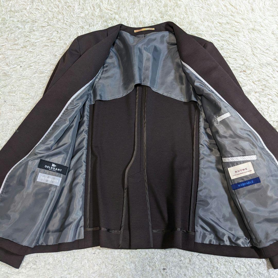 ライム　セットアップ　ノーカラージャケット　パンツ　洗える　伸縮性　大きいサイズ