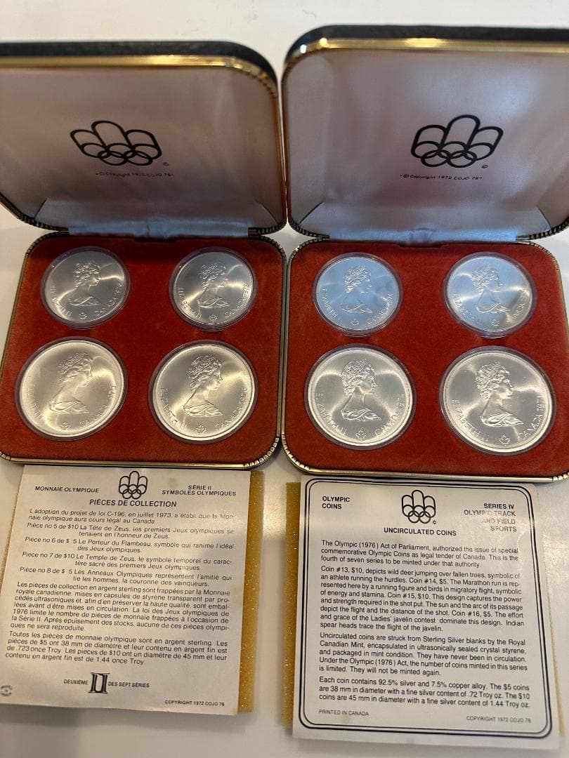 【4枚組2セット】モントリオール五輪 記念銀貨 1976年 10ドル 5ドル