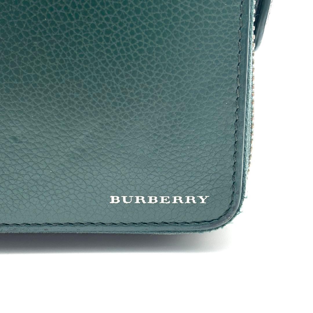 正規品 バーバリー 長財布 オーガナイザー セカンドバッグ レザー グリーン