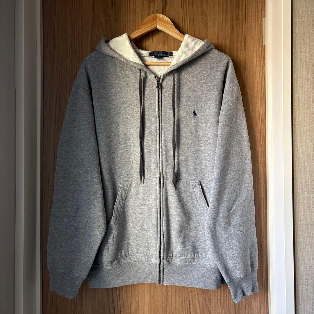 【USA製】 90s Ralph Lauren ジップパーカー サーマル L