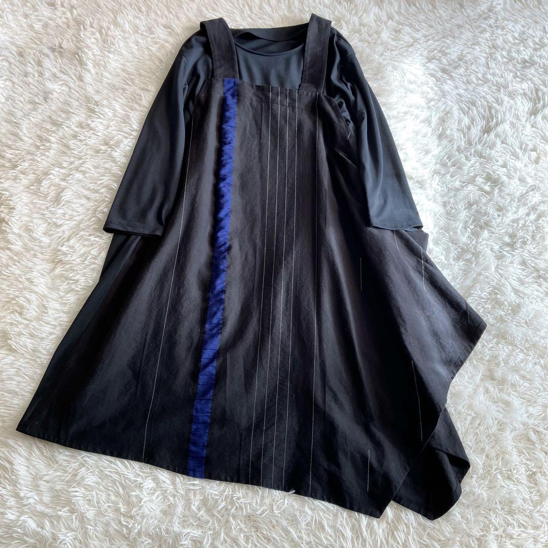 センソユニコ 慈雨 レイヤード 重ね着風 変形 ワンピース